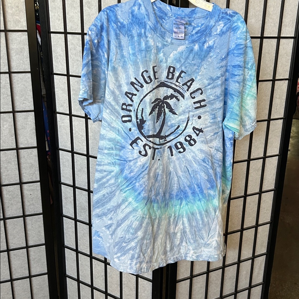 Blue Tie-Dye Orange Beach T-Shirt